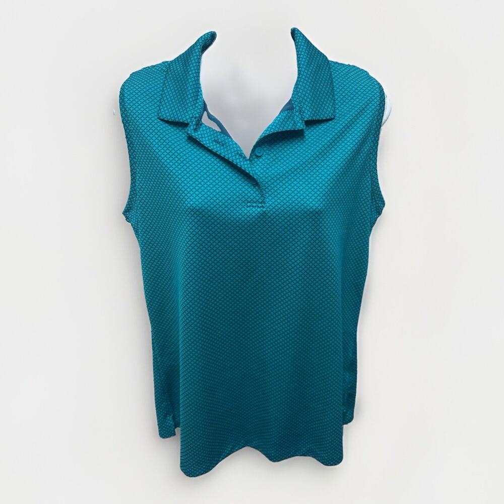 Nike Dri-FIT Womens M Teal Black Sleeveless Golf Polo Shirt Tank Top